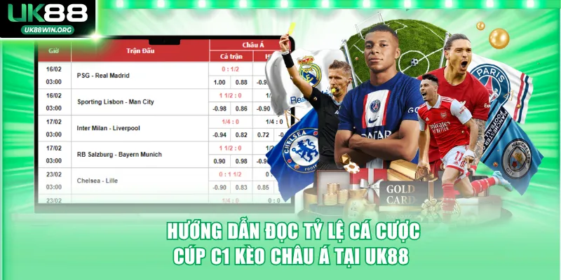 Hướng dẫn đọc tỷ lệ cá cược cúp C1 kèo Châu Á tại UK88 